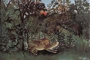 Henri Rousseau The Hungry lion attacking an antelope USA oil painting artist